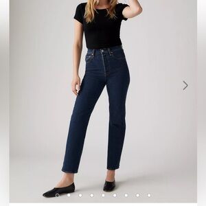 Levi's Ribcage Straight Jeans, Dark Wash, Size:24